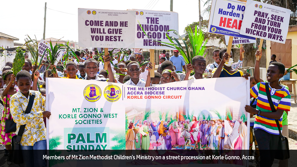 YOUNG WESLEYANS TAKE OVER STREETS OF ACCRA TO CELEBRATE PALM SUNDAY